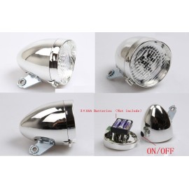 BlueSunshine Vintage Retro Bicycle Bike Front Light Lamp 3 LED Headlight with Bracket (Silver)