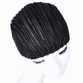FEEL ME Braided Cap 1Pc Crochet Wig Cap in Cornrow Sew Hair for Making Synthetic Wig or Weave Easier Sew In Crochet Braided Wig Caps Medium Size Black Crochet Cornrow Cap for Crochet Braids