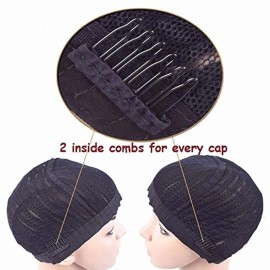 FEEL ME Braided Cap 1Pc Crochet Wig Cap in Cornrow Sew Hair for Making Synthetic Wig or Weave Easier Sew In Crochet Braided Wig Caps Medium Size Black Crochet Cornrow Cap for Crochet Braids