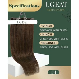 Ugeat Chocolate Brown Clip in Extensions Real Human Hair Dark Brown Clip on Hair Extensions for Women Add Volume 14 Inch Human Hair Extension Double Weft 7pcs 105g Ugeat Chocolate Brown Clip in Extensions Real Human Hair Dark Brown Clip on Hair Extensions for Women Add Volume 14 Inch Human Hair Extension Double Weft 7pcs 105g