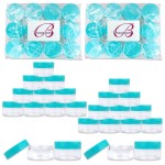 Beauticom 20G/20ML Reusable Clear Round Sample Container Jars with Teal Lids for Lotion, Creams, Toners, Lip Balms, Cosmetic, Makeup - BPA Free (24 Pieces (24 Bottoms & 24 Lids))