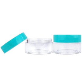 Beauticom 20G/20ML Reusable Clear Round Sample Container Jars with Teal Lids for Lotion, Creams, Toners, Lip Balms, Cosmetic, Makeup - BPA Free (24 Pieces (24 Bottoms & 24 Lids))