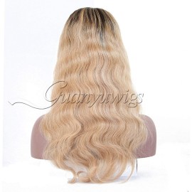 Guanyuwigs Ombre 1B/27 Honey Blonde 360 Lace Front Wig Brazilian Human Hair Body Wave Full Lace Wig For Black Women 150 Density 14inch Guanyuwigs Ombre 1B/27 Honey Blonde 360 Lace Front Wig Brazilian Human Hair Body Wave Full Lace Wig For Black Women 150 Density 14inch