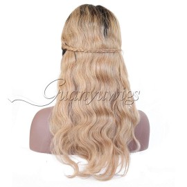 Guanyuwigs Ombre 1B/27 Honey Blonde 360 Lace Front Wig Brazilian Human Hair Body Wave Full Lace Wig For Black Women 150 Density 14inch Guanyuwigs Ombre 1B/27 Honey Blonde 360 Lace Front Wig Brazilian Human Hair Body Wave Full Lace Wig For Black Women 150 Density 14inch
