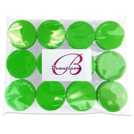 Beauticom 20 gram/20ml Empty Clear Small Round Travel Container Jar Pots with Lids for Make Up Powder, Eyeshadow Pigments, Lotion, Creams, Lip Balm, Lip Gloss, Samples (12 Pieces, Green)