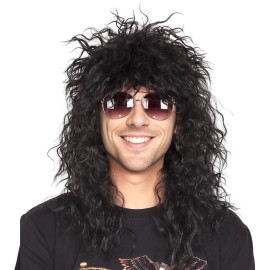 ColorGround Long Curly 80s Men Fashion Smart Rocker Style Wig