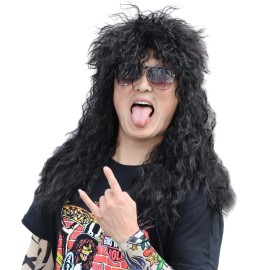 ColorGround Long Curly 80s Men Fashion Smart Rocker Style Wig