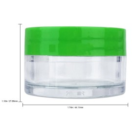 Beauticom 20 gram/20ml Empty Clear Small Round Travel Container Jar Pots with Lids for Make Up Powder, Eyeshadow Pigments, Lotion, Creams, Lip Balm, Lip Gloss, Samples (48 Pieces, Green)