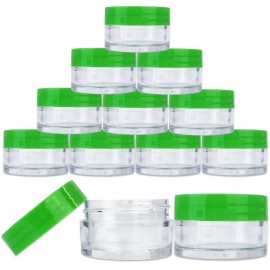 Beauticom 20 gram/20ml Empty Clear Small Round Travel Container Jar Pots with Lids for Make Up Powder, Eyeshadow Pigments, Lotion, Creams, Lip Balm, Lip Gloss, Samples (48 Pieces, Green)