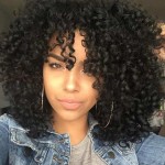 Xinran Black Curly Afro Wig for Women, Kinky Black Curly Wigs for Women, Natural Synthetic Curly Wig with Bangs