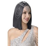 BABEYOND Vintage Style Roaring 20s Crystal Rhinestone Flapper Cap Headpiece Head Jewelry Chains