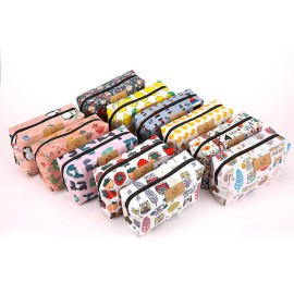 Cute Travel Makeup Pouch Cartoon Printed Toiletry Cosmetic Bag for Girls, Women (Lemon)