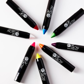UV Glow - Neon UV Paint Stick/Face & Body Crayon - Genuine and original UV Glow product - glows brightly under Blacklights! (Set of 8)