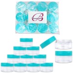 Beauticom 20 gram/20ml Empty Clear Small Round Travel Container Jar Pots with Lids for Make Up Powder, Eyeshadow Pigments, Lotion, Creams, Lip Balm, Lip Gloss, Samples (12 Pieces, Teal)