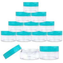 Beauticom 20 gram/20ml Empty Clear Small Round Travel Container Jar Pots with Lids for Make Up Powder, Eyeshadow Pigments, Lotion, Creams, Lip Balm, Lip Gloss, Samples (12 Pieces, Teal) Beauticom 20 gram/20ml Empty Clear Small Round Travel Container Jar Pots with Lids for Make Up Powder, Eyeshadow Pigments, Lotion, Creams, Lip Balm, Lip Gloss, Samples (12 Pieces, Teal)