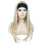Aimole Long Braided Wigs Crochet Hair Fully Hand Tied Twist Braided With Headband Half Wig(613-Pale Blonde)