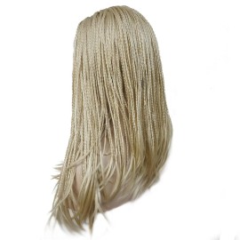 Aimole Long Braided Wigs Crochet Hair Fully Hand Tied Twist Braided With Headband Half Wig(613-Pale Blonde)