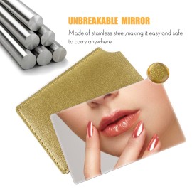 IBEET Unbreakable Stainless Steel Makeup Mirrors,Vanity Mirror Small for Purse Handbag Travel, Rectangular Handheld Compact Pocket Mirror Tiny Wallet Mirror Plate for Makeup