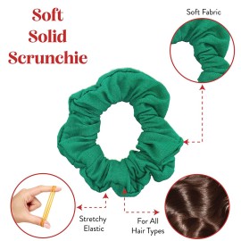 12 Pack Solid Hair Ties Scrunchies (Kelly Green)