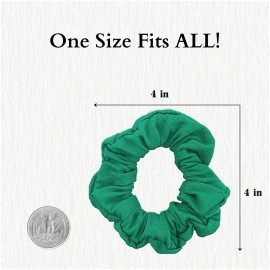 12 Pack Solid Hair Ties Scrunchies (Kelly Green)