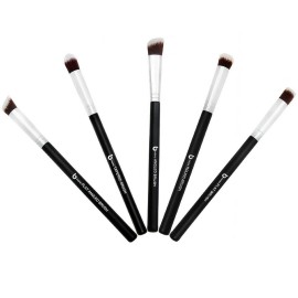 Mini Kabuki Makeup Brush Set - Beauty Junkees 5pc Professional Eyeshadow Make Up Brushes; Blending, Concealer, Contour Highlighter, Smudging Eye Shadow Cosmetics Affordable Cruelty Free