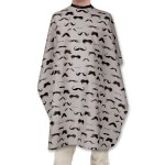Men\'s Barber Cape For Hair Stylists- Home Hair Cuts - Salons - Snaps, Retro Mustache Design (Grey)