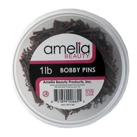 Amelia Beauty Products 1lb Bobby Pins in a Tub | Suitable for All Hair Types - Hair Accessories for Women/Girls - All Day Comfort Perfect for Hairdressing Hair Salon Bun Hair Pin, Bronze