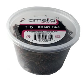 Amelia Beauty Products 1lb Bobby Pins in a Tub | Suitable for All Hair Types - Hair Accessories for Women/Girls - All Day Comfort Perfect for Hairdressing Hair Salon Bun Hair Pin, Bronze