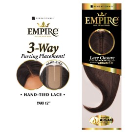 Sensationnel Empire humanhair lace closure - yaki 12 inch 3 way lacepart hand tied weaving closure (1 JETBLACK) Sensationnel Empire humanhair lace closure - yaki 12 inch 3 way lacepart hand tied weaving closure (1 JETBLACK)