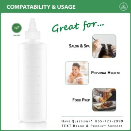 Applicator Bottle for Hair - 2-Pack, 8.5 Ounce, Translucent, Adjustable Nozzle, Open/Close Feature, Squeeze Design with Measuring Scale - Ideal for Scalp, Hair Color, Roots, Hair Oil Application