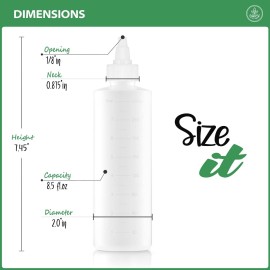 Applicator Bottle for Hair - 2-Pack, 8.5 Ounce, Translucent, Adjustable Nozzle, Open/Close Feature, Squeeze Design with Measuring Scale - Ideal for Scalp, Hair Color, Roots, Hair Oil Application