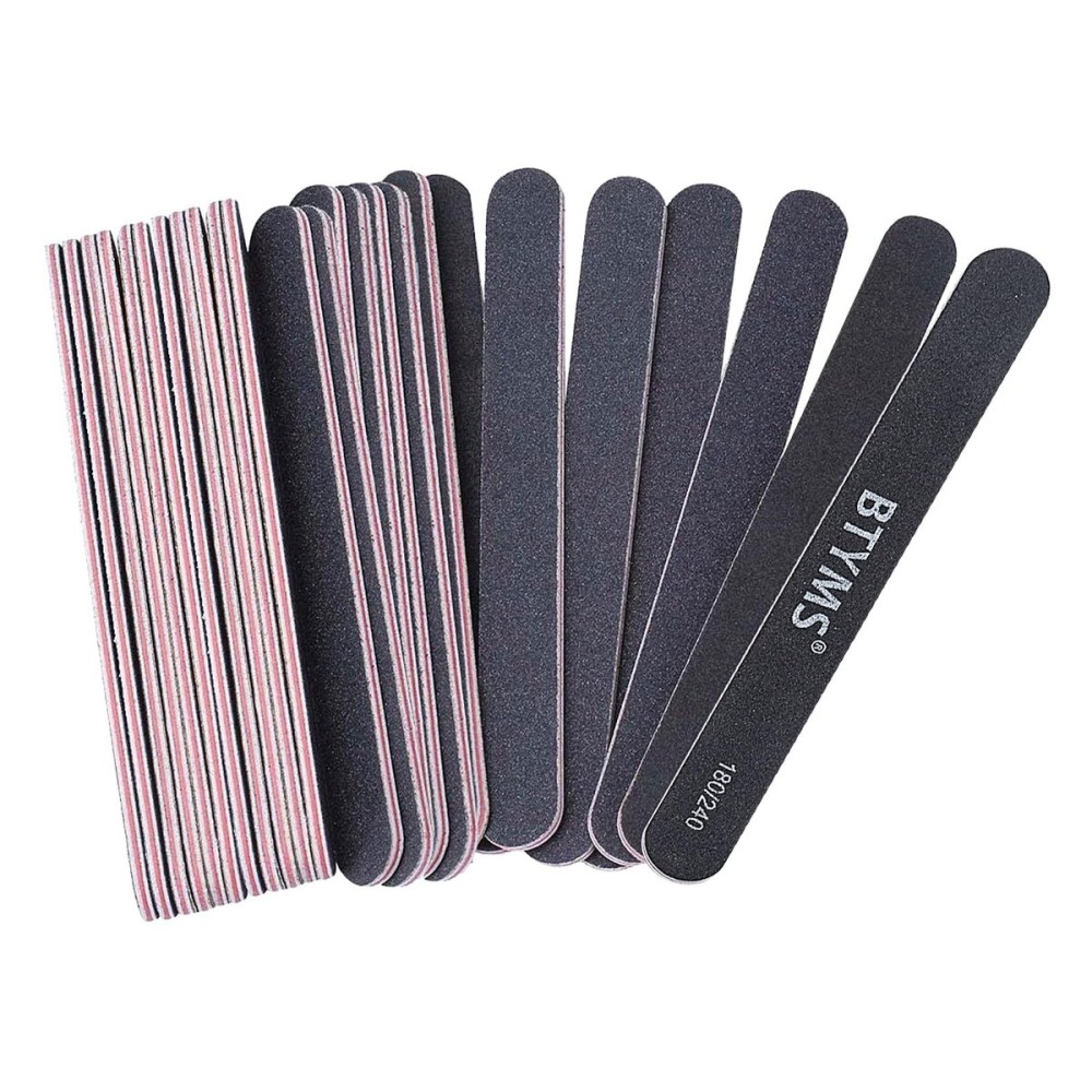 BTYMS 25 Count 180/240 Grit Nail Files for Natural Nails, Double Sided Emery Boards Fine Grit Nail Buffing Files