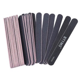 BTYMS 25 Count 180/240 Grit Nail Files for Natural Nails, Double Sided Emery Boards Fine Grit Nail Buffing Files