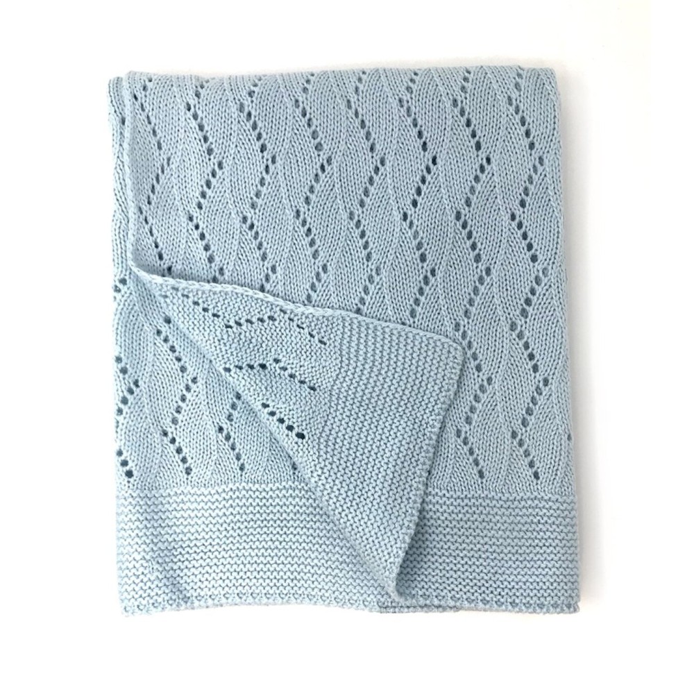 effe bebe Ravelry Knitted Baby Blanket 30x40 (French Blue)