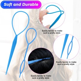 AHIER 8Pcs Hair Accessory Kit - Topsy Tail Ponytail Maker, French Braid Tool, Hair Braid Accessories, and 4 Color Hair Loops AHIER 8Pcs Hair Accessory Kit - Topsy Tail Ponytail Maker, French Braid Tool, Hair Braid Accessories, and 4 Color Hair Loops