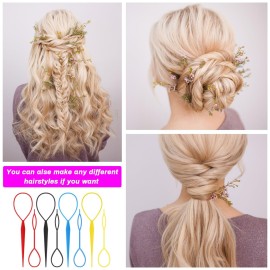 AHIER 8Pcs Hair Accessory Kit - Topsy Tail Ponytail Maker, French Braid Tool, Hair Braid Accessories, and 4 Color Hair Loops AHIER 8Pcs Hair Accessory Kit - Topsy Tail Ponytail Maker, French Braid Tool, Hair Braid Accessories, and 4 Color Hair Loops