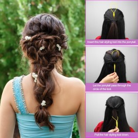 AHIER 8Pcs Hair Accessory Kit - Topsy Tail Ponytail Maker, French Braid Tool, Hair Braid Accessories, and 4 Color Hair Loops AHIER 8Pcs Hair Accessory Kit - Topsy Tail Ponytail Maker, French Braid Tool, Hair Braid Accessories, and 4 Color Hair Loops