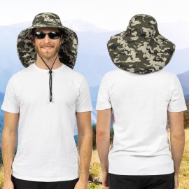 SUN CUBE Wide Brim Sun Hat with Neck Flap, Fishing Hiking for Men Women Safari, Neck Cover for Outdoor Sun Protection UPF50+ | Camo Green