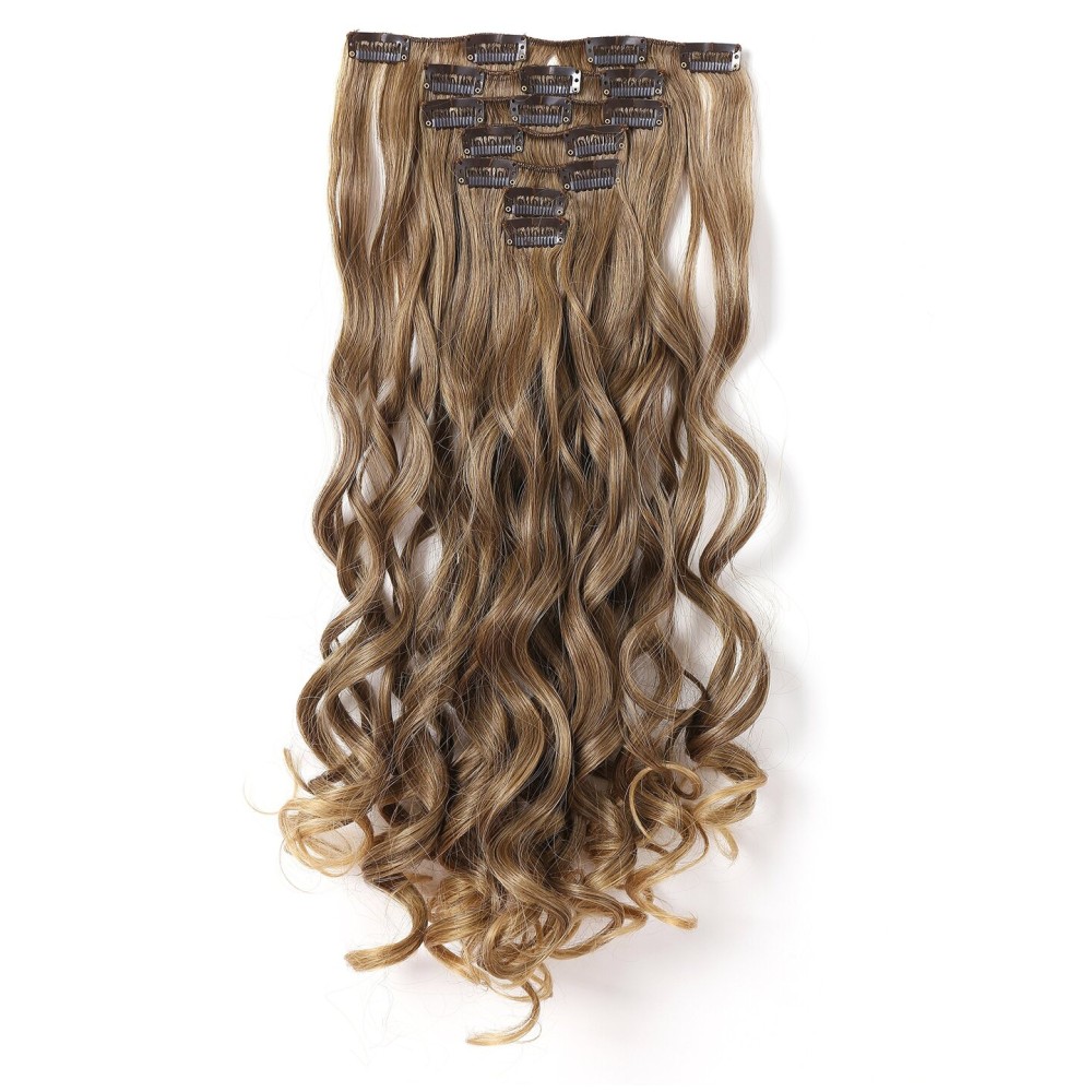 Onedor 20 Curly Full Head Clip in Synthetic Hair Extensions 7pcs 140g (R1416T)