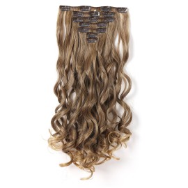 Onedor 20 Curly Full Head Clip in Synthetic Hair Extensions 7pcs 140g (R1416T)