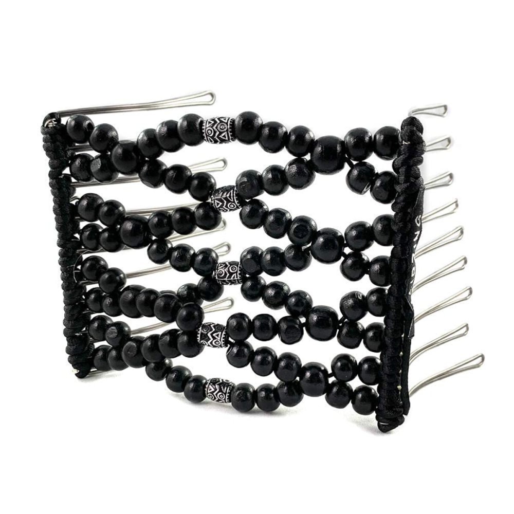 Beaded Wide Tooth Metal Stretch Clip for Naturally Curly, Thick & Wavy Coily & Kinky Hair - Protective Low Manipulation Styles that Prevent Breakage (Casual Black) Beaded Wide Tooth Metal Stretch Clip for Naturally Curly, Thick & Wavy Coily & Kinky Hair - Protective Low Manipulation Styles that Prevent Breakage (Casual Black)