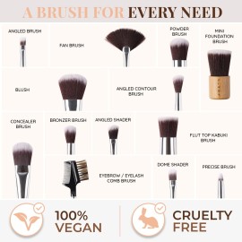 13 Bamboo Makeup Eye Brow Brushes Professional Set - Vegan & Cruelty Free - Eye shadow, Eyebrow, Eyeliner, Blending, Foundation, Blending, Blush, Powder Kabuki Brushes. 13 Bamboo Makeup Eye Brow Brushes Professional Set - Vegan & Cruelty Free - Eye shadow, Eyebrow, Eyeliner, Blending, Foundation, Blending, Blush, Powder Kabuki Brushes.