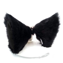 Sheicon Cat Ears Furry Neko Ears Headband Hair Clip Hairband Headwear Anime Cosplay For Halloween Cosplay Party Color All black