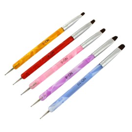 Xiaoyu 5 x 2 Ways UV Gel Acrylic Nail Art Dotting Brush Pen, Desigh for Acrylic Nail Brushes Makeup Cosmetic Tool