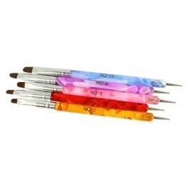 Xiaoyu 5 x 2 Ways UV Gel Acrylic Nail Art Dotting Brush Pen, Desigh for Acrylic Nail Brushes Makeup Cosmetic Tool