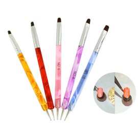 Xiaoyu 5 x 2 Ways UV Gel Acrylic Nail Art Dotting Brush Pen, Desigh for Acrylic Nail Brushes Makeup Cosmetic Tool