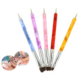 Xiaoyu 5 x 2 Ways UV Gel Acrylic Nail Art Dotting Brush Pen, Desigh for Acrylic Nail Brushes Makeup Cosmetic Tool