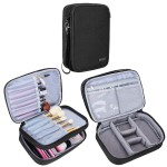 Teamoy Travel Makeup Brush Case(up to 8.8), Professional Makeup Train Organizer Bag with Handle Strap for Makeup Brushes and Makeup Essentials-Medium, Black(No Accessories Included)