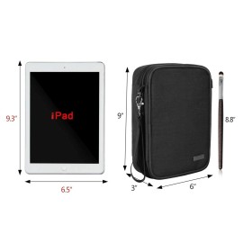 Teamoy Travel Makeup Brush Case(up to 8.8), Professional Makeup Train Organizer Bag with Handle Strap for Makeup Brushes and Makeup Essentials-Medium, Black(No Accessories Included)