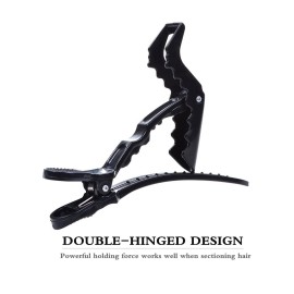 BEINY 6Pcs Plastic Non Slip Hair Clips - Professional Hairdressing Styling Sectioning Clips - Salon Alligator Clips for Thick Hair - Haircut Accessories Hairgrips for Women Girls (Black)